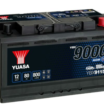 YBX9115 12V 80Ah 800A Yuasa AGM Start Stop Plus Battery