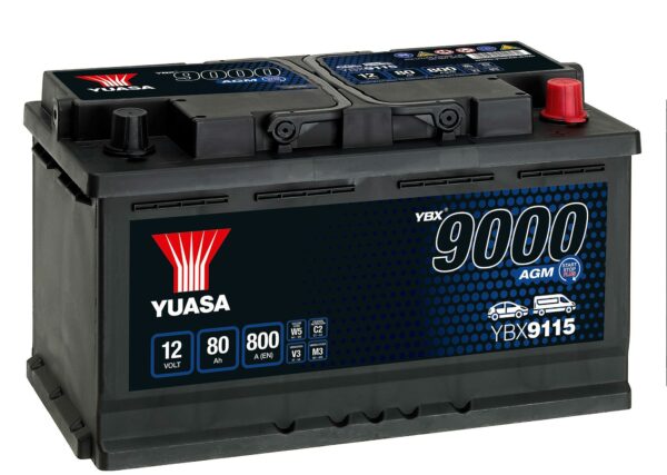 YBX9115 12V 80Ah 800A Yuasa AGM Start Stop Plus Battery